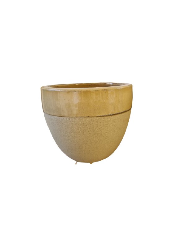 EGG BROWN GLAZED PLANTER-SMALL