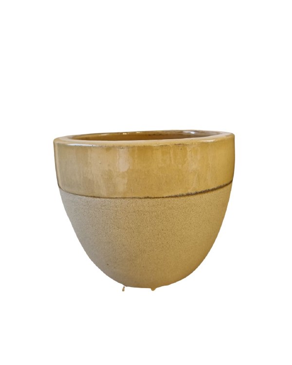 EGG BROWN GLAZED PLANTER-MEDIUM