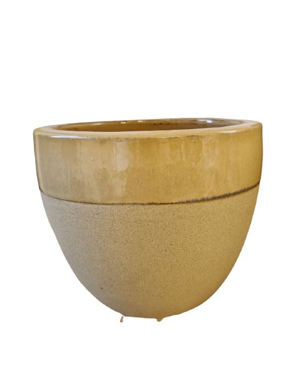 EGG BROWN GLAZED PLANTER-LARGE