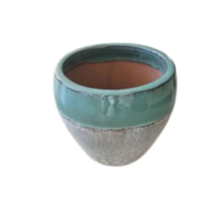 BLUE RIM GLAZED PLANTER-SMALL