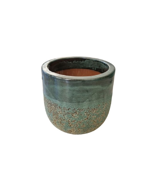 GREEN RIM GLAZED PLANTER-SMALL