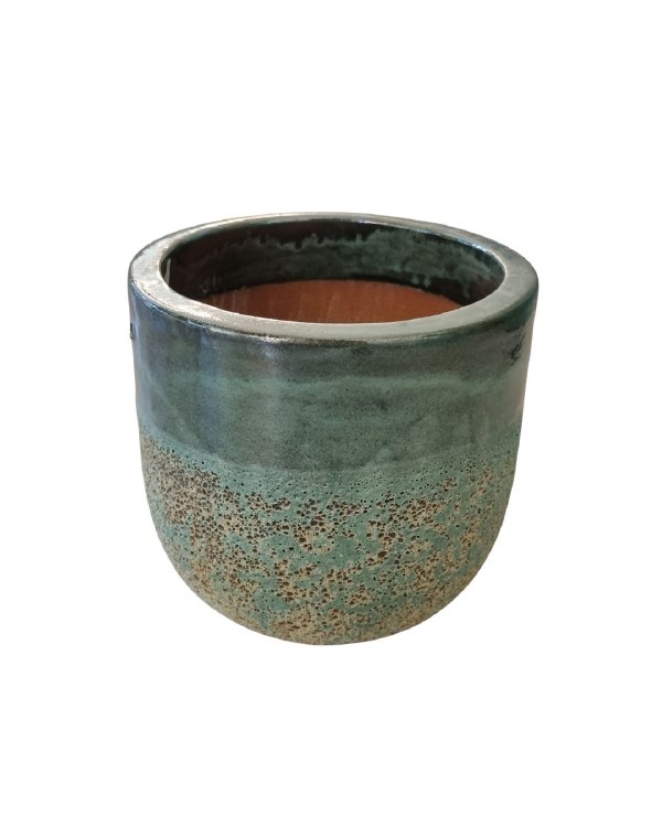 GREY  RIM GLAZED PLANTER-MEDIUM