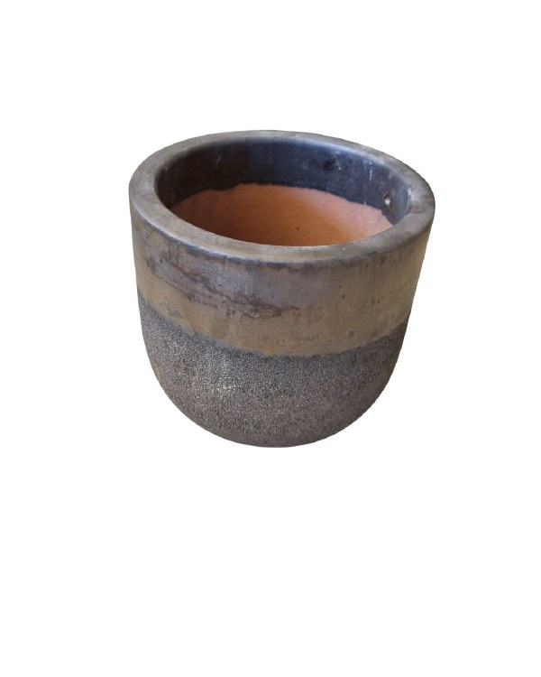 BROWN RIM GLAZED PLANTER-SMALL