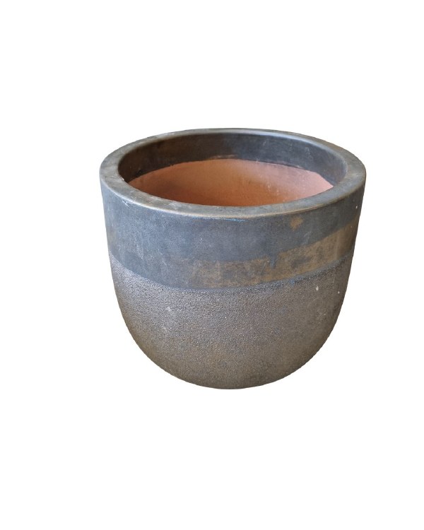 BROWN RIM GLAZED PLANTER-MEDIUM