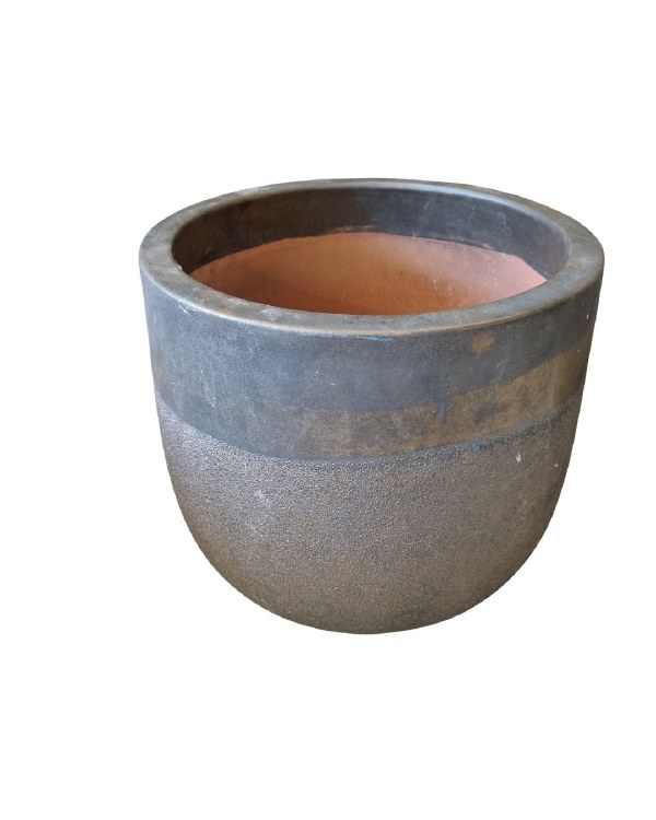 BROWN RIM GLAZED PLANTER-LARGE
