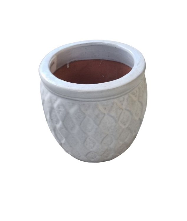 LIGHT GREY GLAZED PLANTER -SMALL