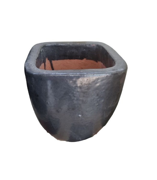 ATENAS BLACK GLAZED PLANTER-SMALL
