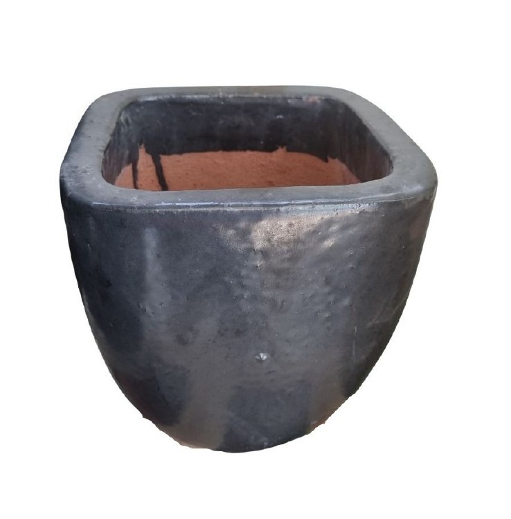 ATENAS BLACK GLAZED PLANTER-MEDIUM