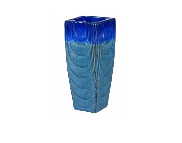 BLUE TALL GLAZED PLANTER-SMALL