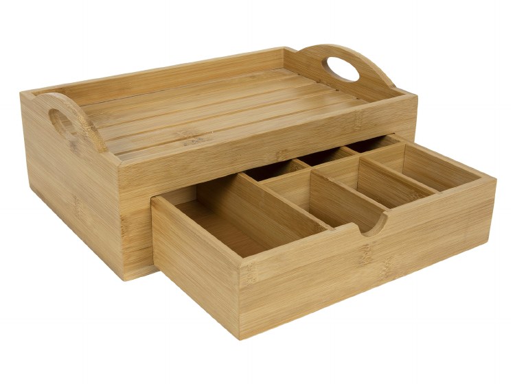 BAMBOO TRAY W/DRAWER
