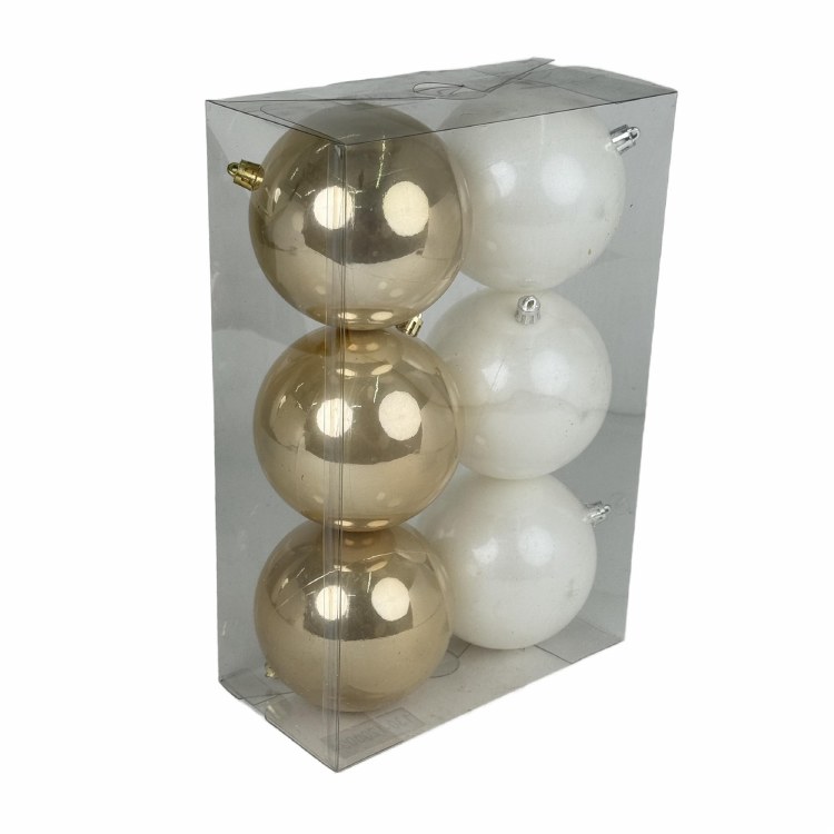 PEARL CHAMPAGNE & WHITE ORNAMENT-SET OF 6