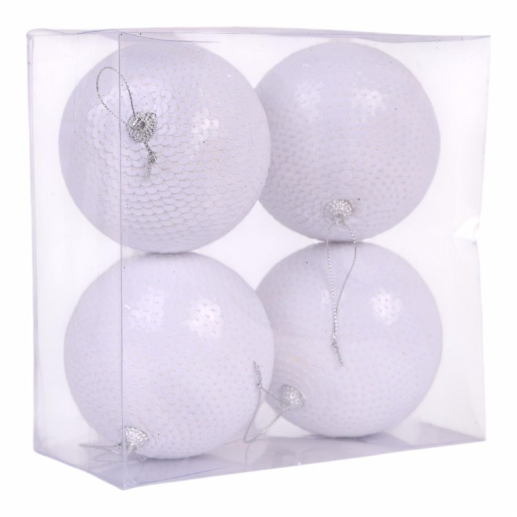 WHITE FOAM ORNAMENT-SET OF 4