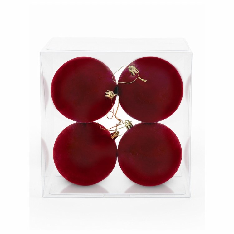 RED BALL ORNAMENT-SET OF 4