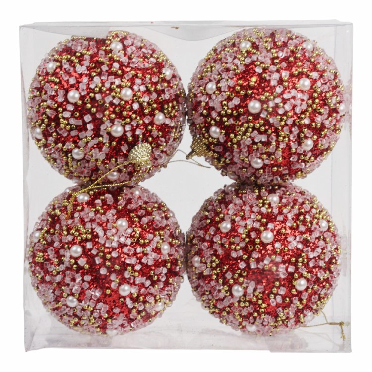 RED FOAM ORNAMENT-SET OF 4