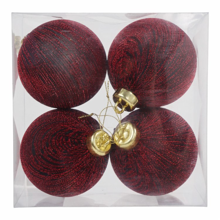 BURGANDY FOAM BALL ORNAMENT-SET OF 4
