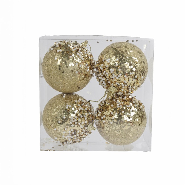 GOLD BALL ORNAMENT-SET OF 4