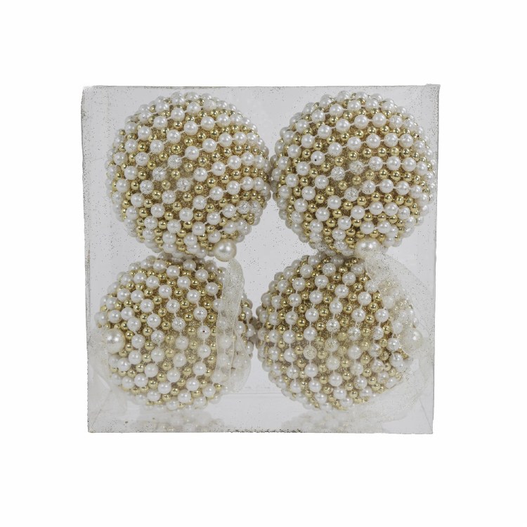 GOLD STUDDED ORNAMENT BALL- SET OF 4