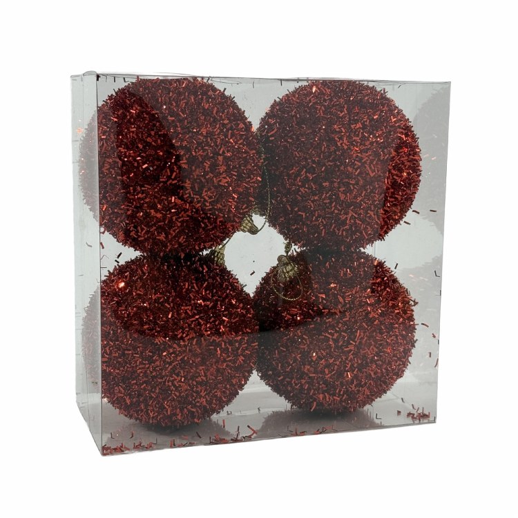 DARK RED BALL ORNAMENT-SET OF 4