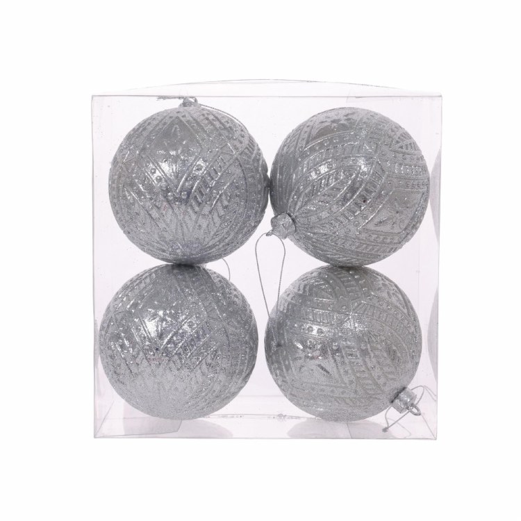LIGHT SAGE BALL ORNAMENT-SET OF 4
