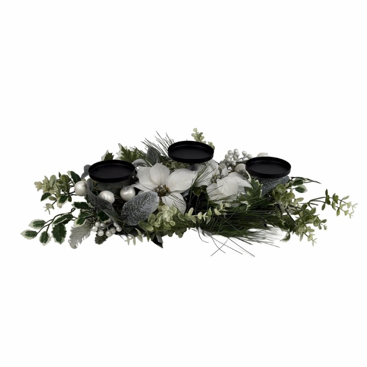 POINSETTIA & BERRY CANDLE HOLDER