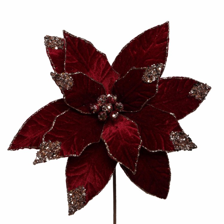BRONZE & BURGANDY POINSETTIA STEM