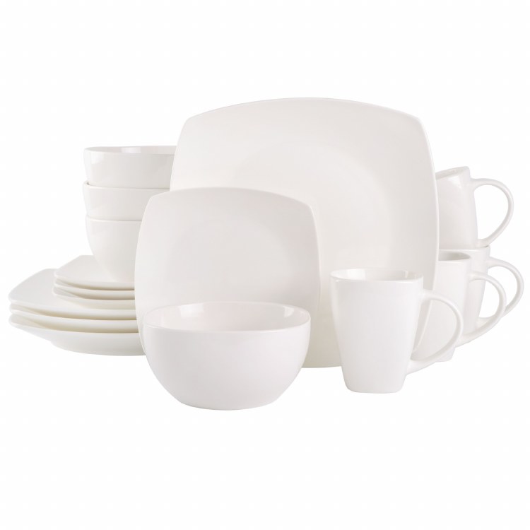 WHITE SQUARE DINNERWARE-SET OF 16