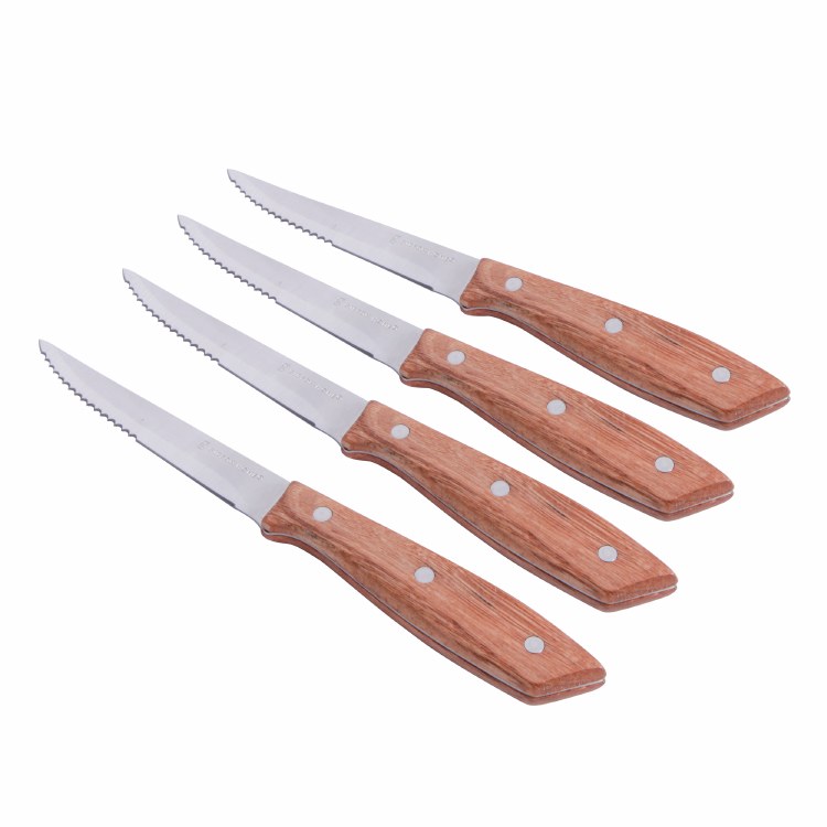 STEAK KNIFE W/WOODEN HANDLE-SET/4