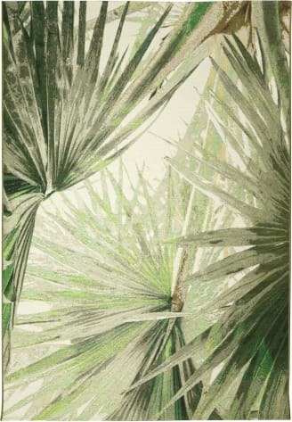 PALM FAN AREA RUG-GREEN-5FT X 7FT