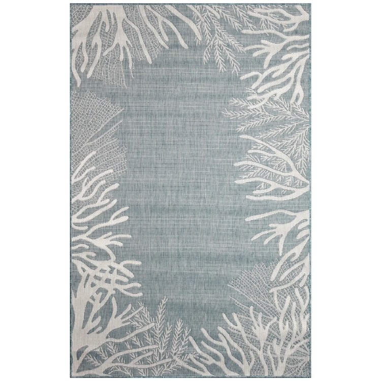 REEF BORDER AQUA AREA RUG-6'6" X 9'4'