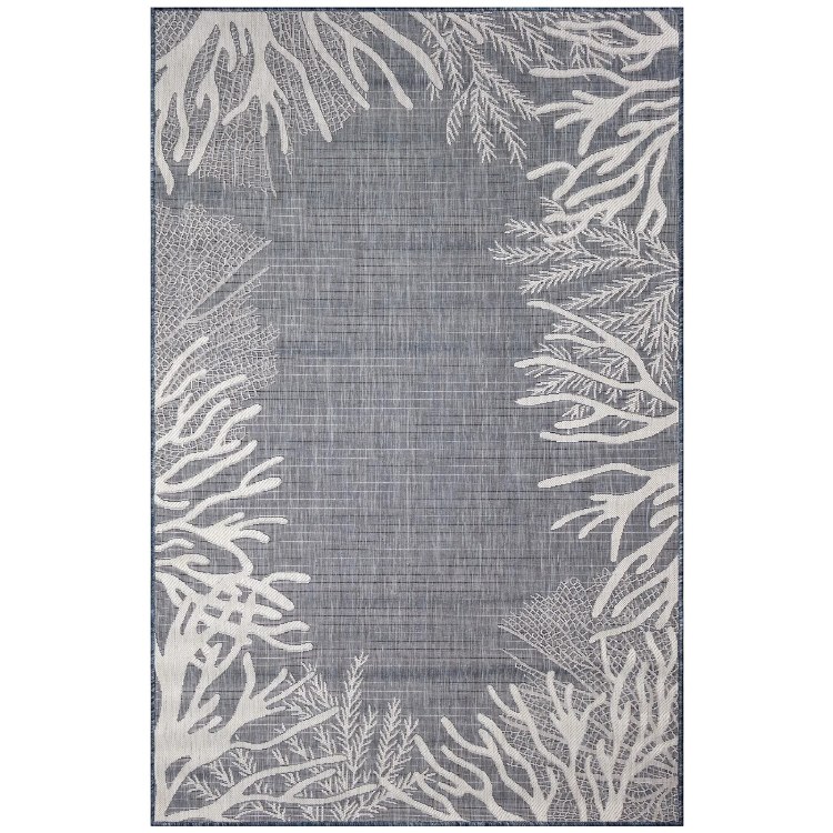 REEF BORDER NAVY AREA RUG-6'6' X 9'4"