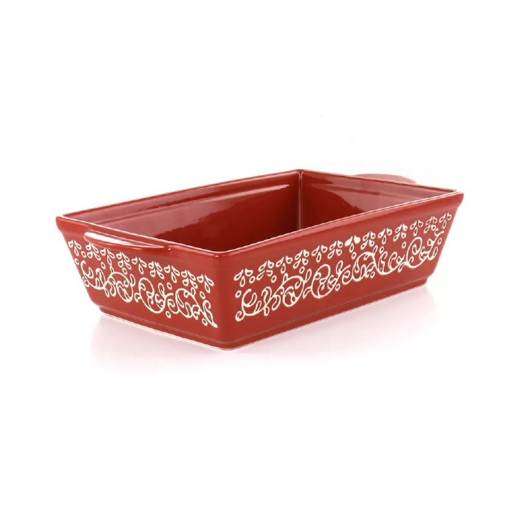 STONEWARE RED BAKER DISH - SMALL