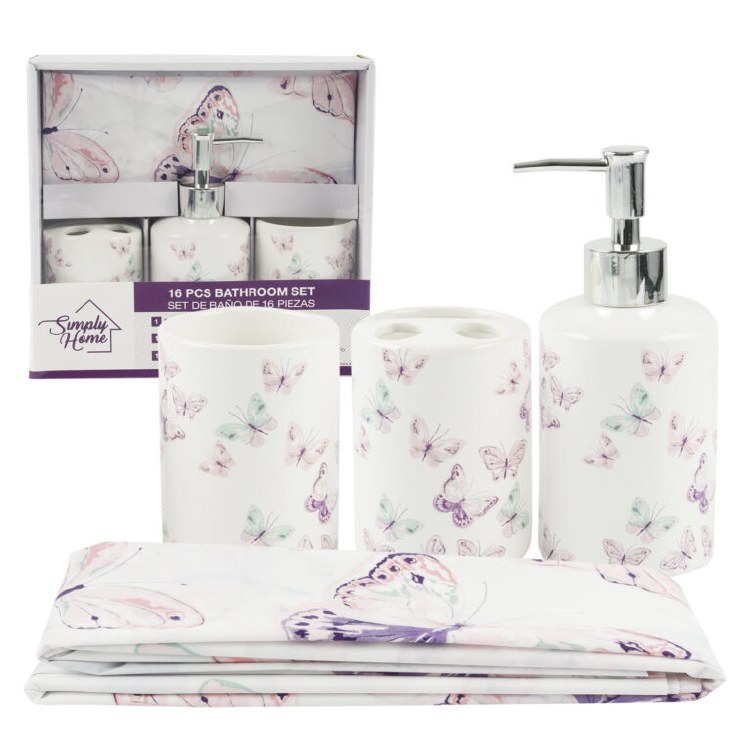 BUTTERFLIES BATH SET-16 PIECE