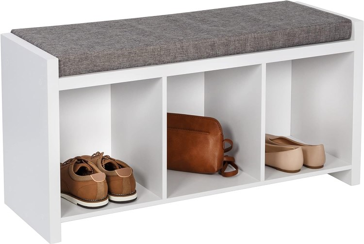 3 CUBE STORAGE BENCH-WHITE