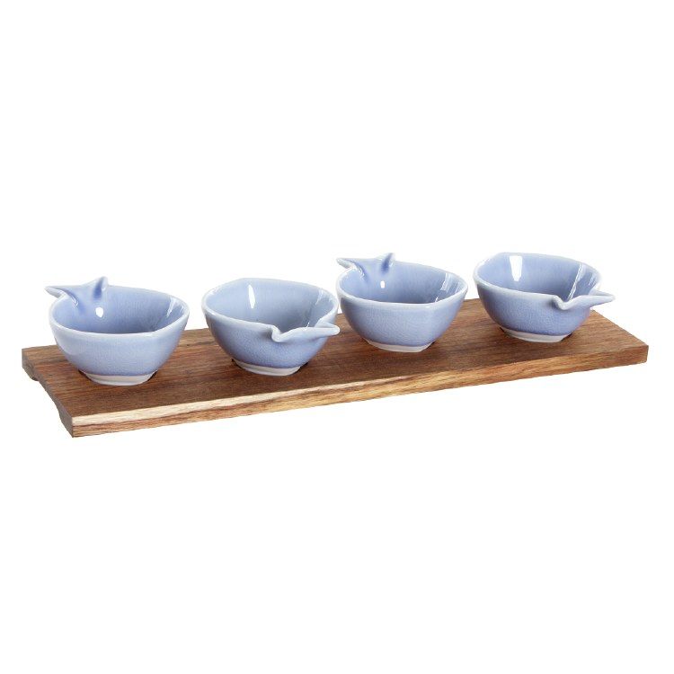 FISH SERVING BOWL SET W/BOARD-SET/5