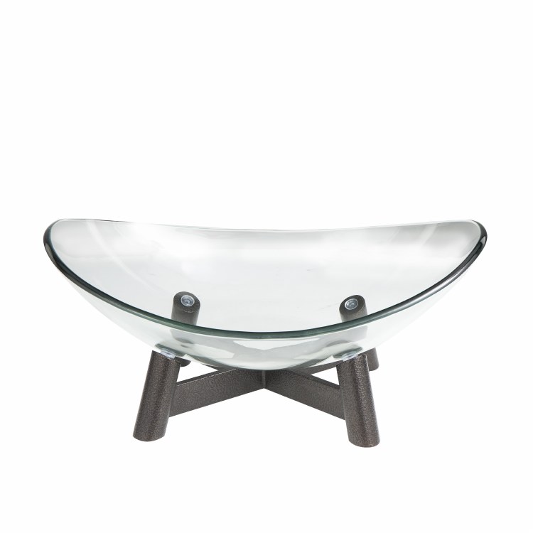 GLASS BOWL W/METAL STAND