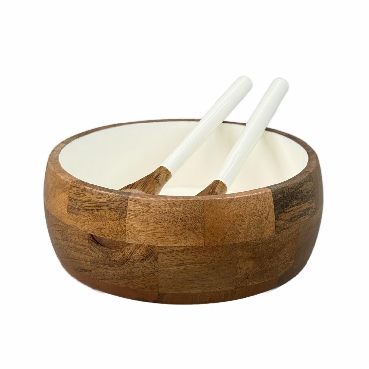 MANGO WOOD SALAD BOWL S/3