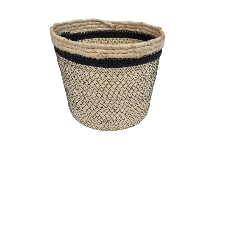 NATURAL AND BLACK  BASKET - LARGE