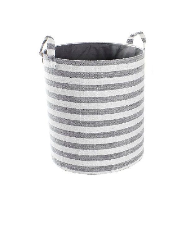 GREY STRIPED COTTON BASKET-SMALL