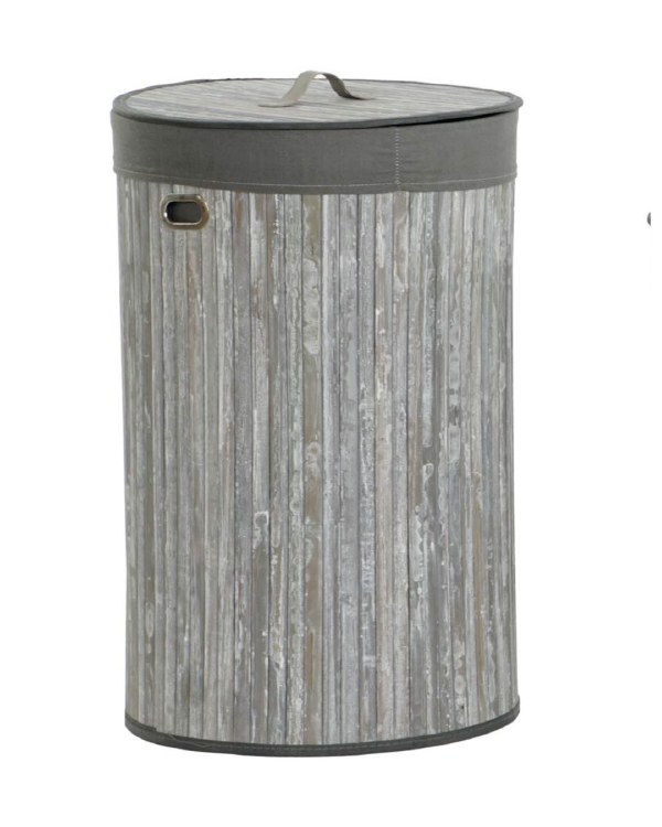 BAMBOO GREY ROUND LAUNDRY BASKET-LARGE