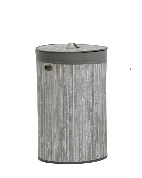 BAMBOO GREY ROUND LAUNDRY BASKET-MEDIUM