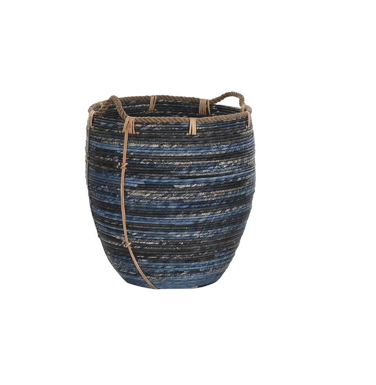 RATTAN BASKET-NAVY BLUE-MEDIUM