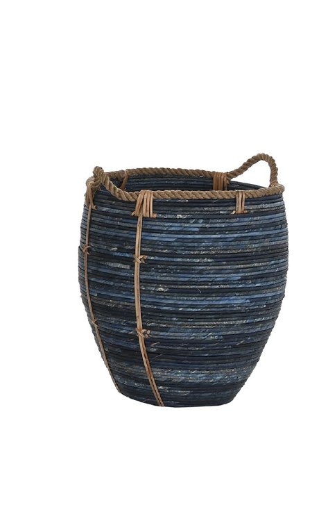 RATTAN BASKET-NAVY BLUE-SMALL