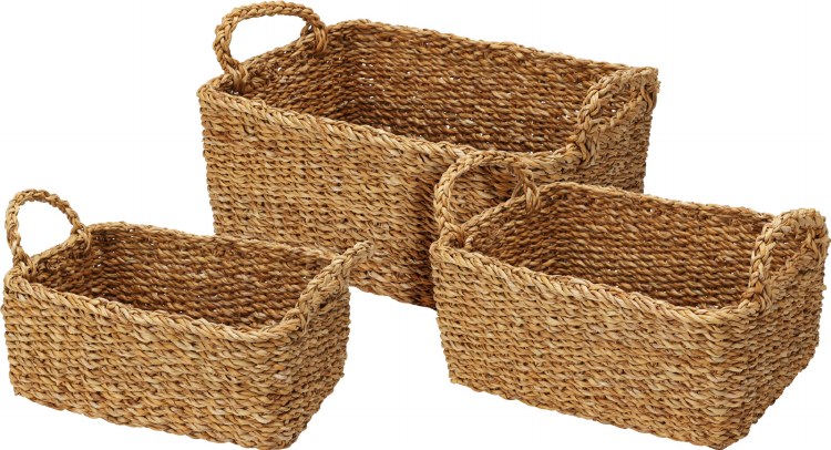 RECTANGLE NATURAL BASKET-SET/3