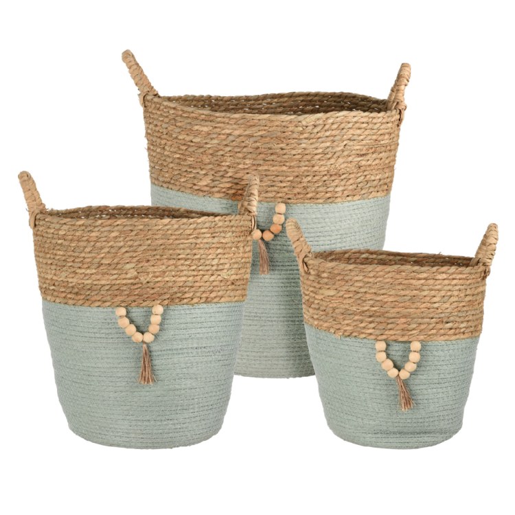 BASKET STRAW GREY-SMALL