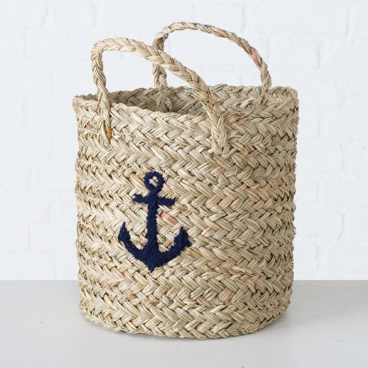 BASKET WITH BLUE ANCHOR-SMALL