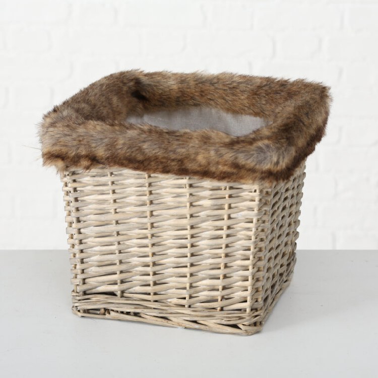 WILLOW & FUR BASKET-SMALL