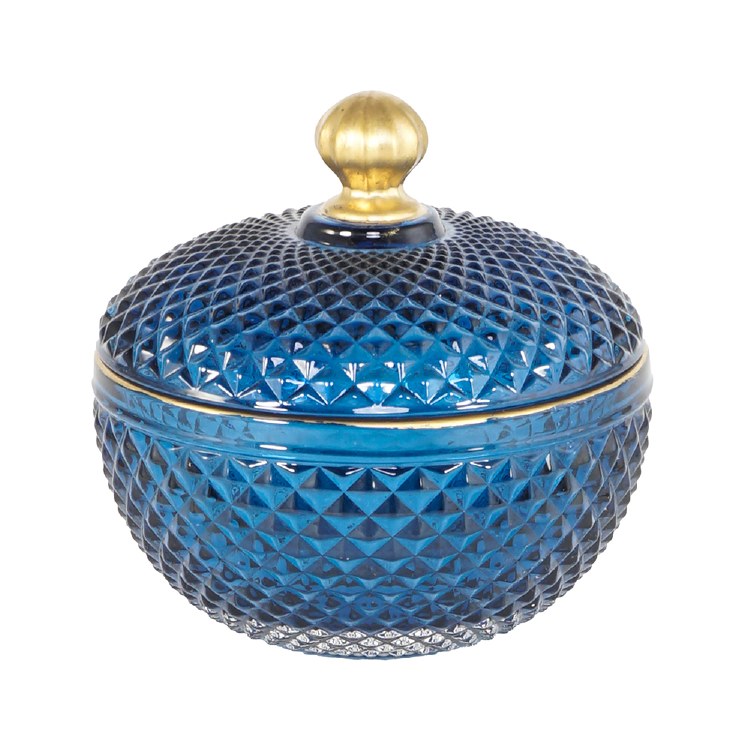 GLASS CANDY JAR-BLUE