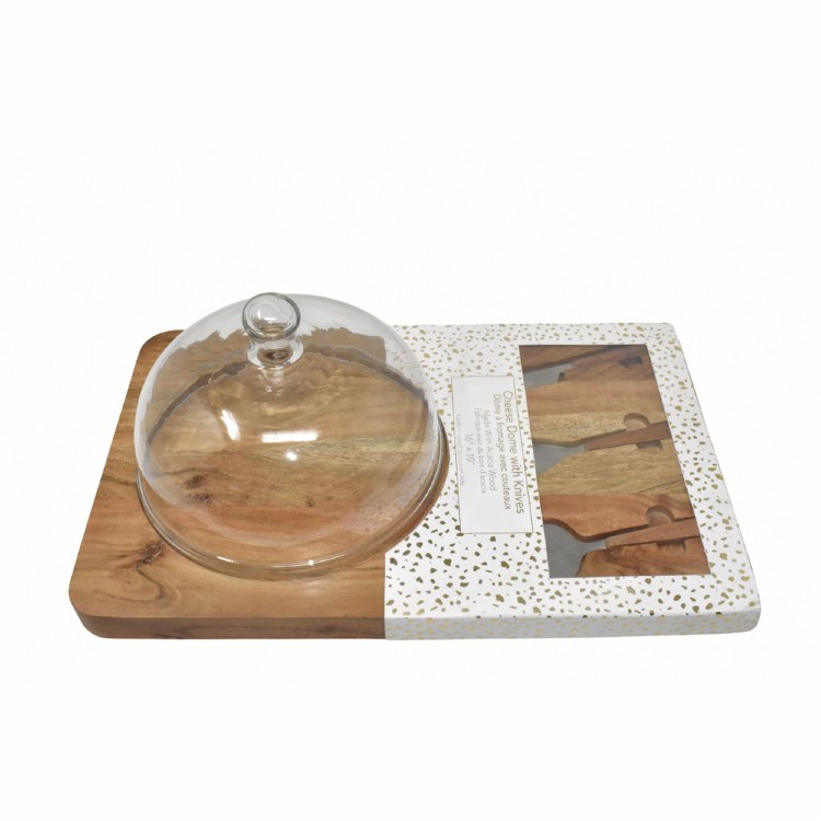 CHEESE BOARD W/DOME & KNIFE