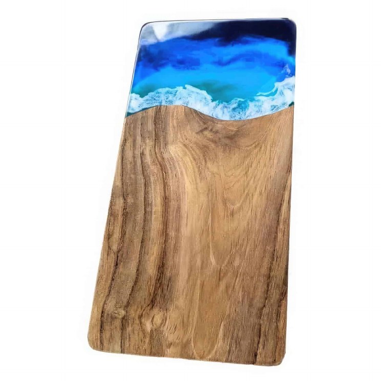 WOOD & RESIN CHEESE BOARD-BLUE