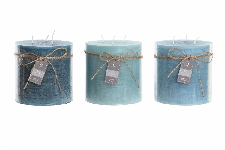 CANDLE 3 WICK-BLUE-SMALL